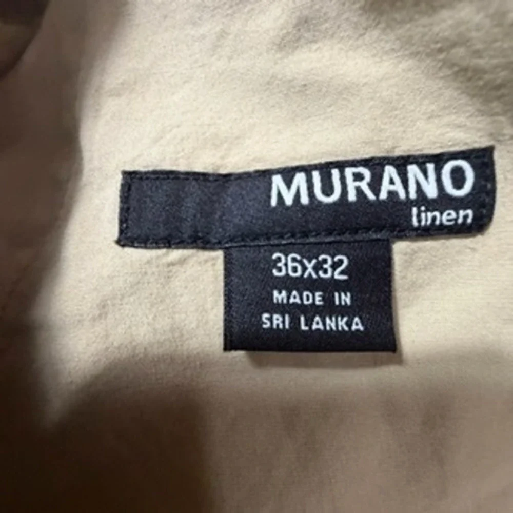 Murano Mens 100% Linen Pants Sz 36Khaki Tan Straight Leg Button Fly Beach Casual